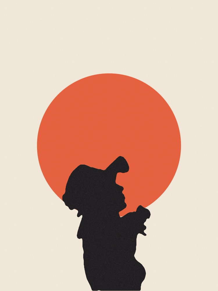 Woman in a wide-brim hat, in profile, as a paper-cut silhouette